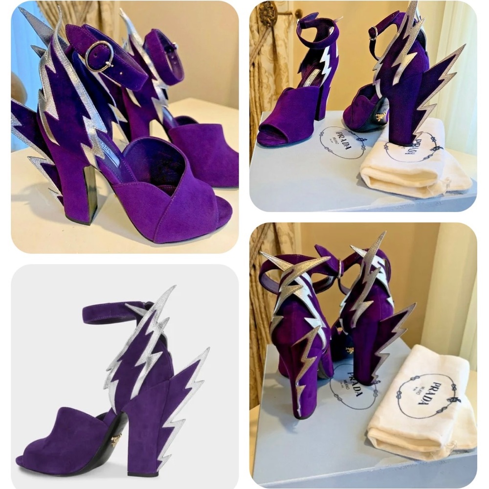 Prada Thunderbolt Ankle Strap Sandals 36